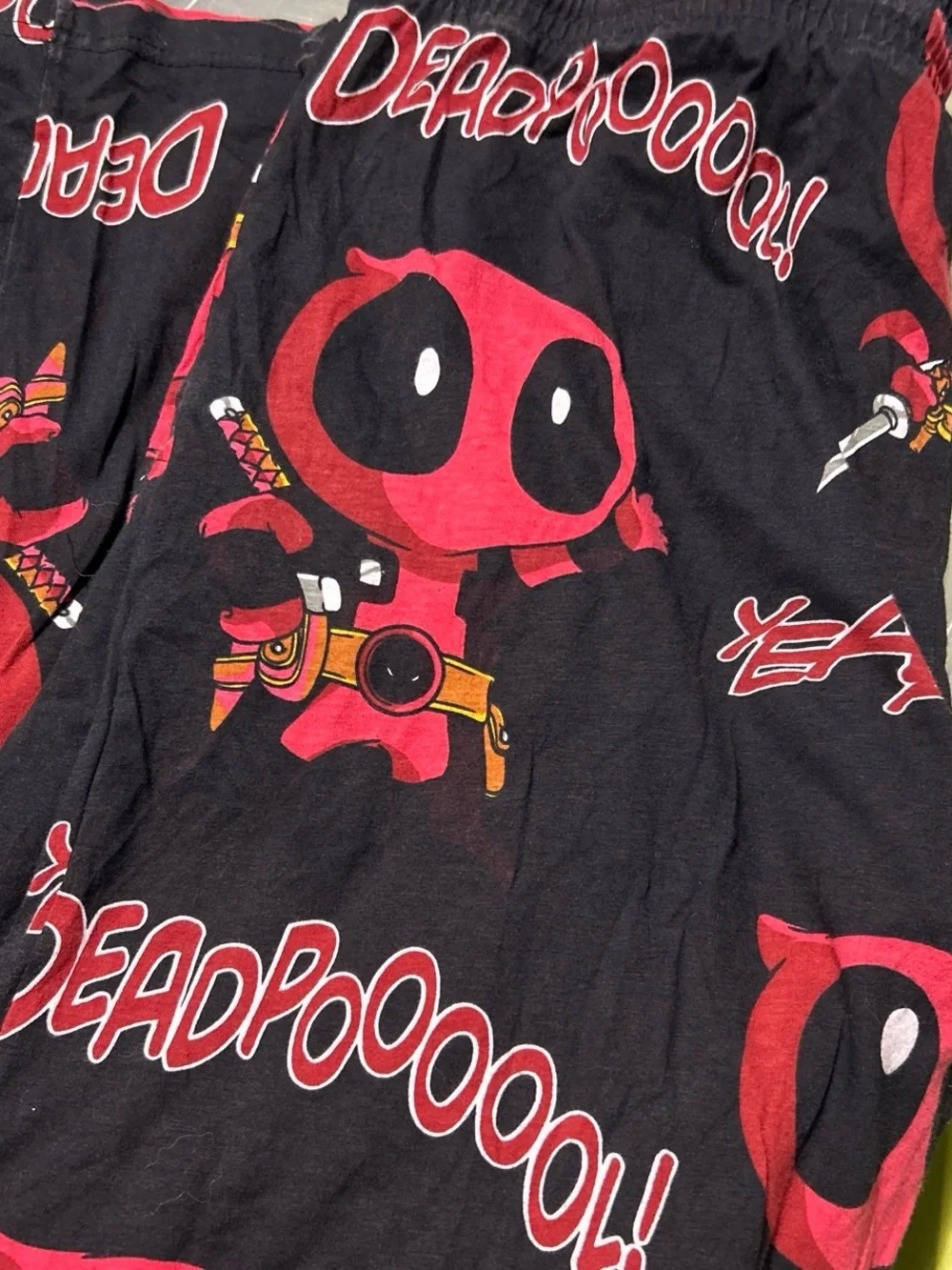 Marvel Men’s Black & Red Deadpool Chibi Pajama Bottoms